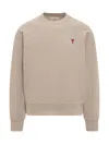 Ami Alexandre Mattiussi Ami De Caur Cotton Jersey Sweatshirt In Beige