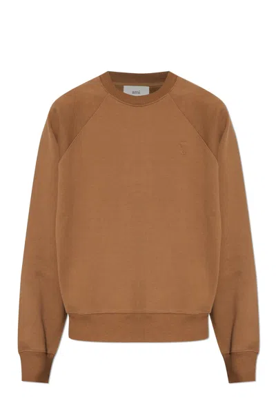 Ami Alexandre Mattiussi Sweatshirt With Logo In Brown