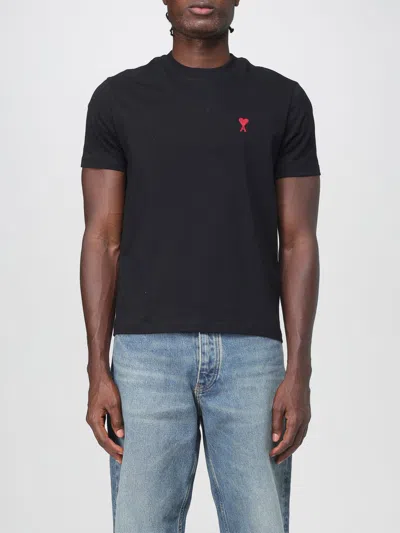 AMI ALEXANDRE MATTIUSSI T-SHIRT AMI PARIS MEN COLOR BLACK,H18980002