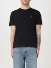 Ami Alexandre Mattiussi Ami Paris Men Black T-shirt With Ami De Coeur Embroidery On The Front In Cotton Man In Black