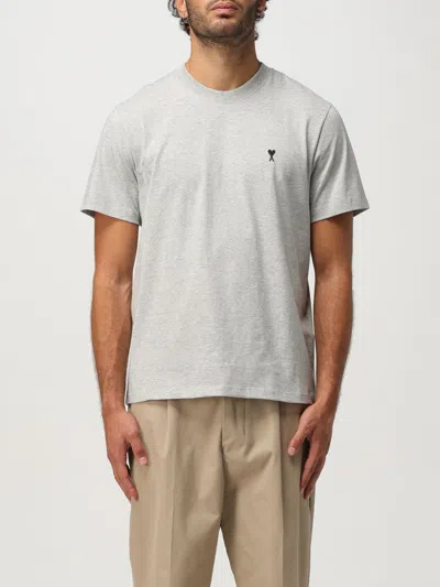 AMI ALEXANDRE MATTIUSSI T-SHIRT AMI PARIS MEN COLOR GREY,H20398020