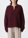 Ami Alexandre Mattiussi Bordeaux Polo Shirt With Woven Design In Wool Woman In Burgundy