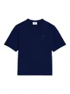 Ami Alexandre Mattiussi Logo-stamp Organic-cotton T-shirt In Azul