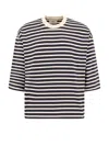 Ami Alexandre Mattiussi Ami Paris Striped T-shirt In Bleu Marine/blanc Creme