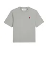 Ami Alexandre Mattiussi Logo-embroidered Organic Cotton T-shirt In Heather Ash Grey