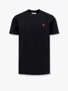 Ami Alexandre Mattiussi T-shirt In Cotone Biologico Con Ricamo Logo In Contrasto In Black