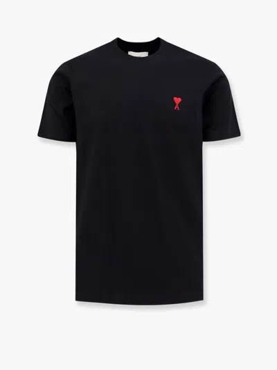 Ami Alexandre Mattiussi T-shirt In Cotone Biologico Con Ricamo Logo In Contrasto In Black