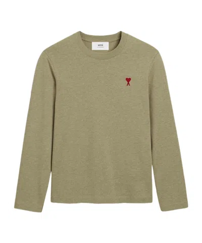 Ami Alexandre Mattiussi T-shirt With Round Neck And Long Sleeves In Nude
