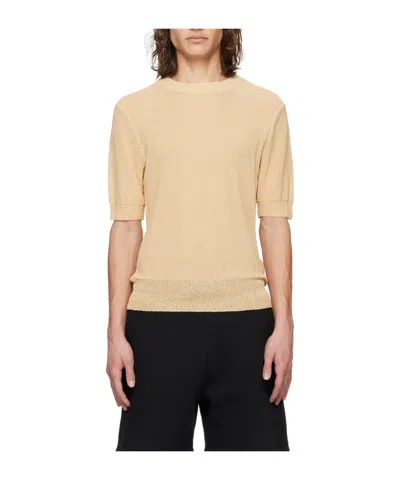 Ami Alexandre Mattiussi T-shirt With Round Neck And Middle Sleeves In Yellow