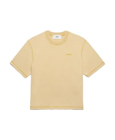 Ami Alexandre Mattiussi Ami De Coeur Logo-embroidered Cotton T-shirt In Nude