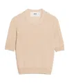 Ami Alexandre Mattiussi Short-sleeve Knitted Top In Nude