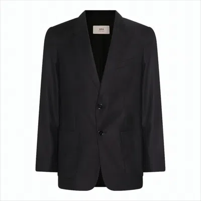Ami Alexandre Mattiussi Tailored Black Suit Jacket With Notch Lapels