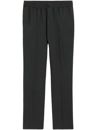 Ami Alexandre Mattiussi Tailored Grey Trousers With Elastic Waistband In Black