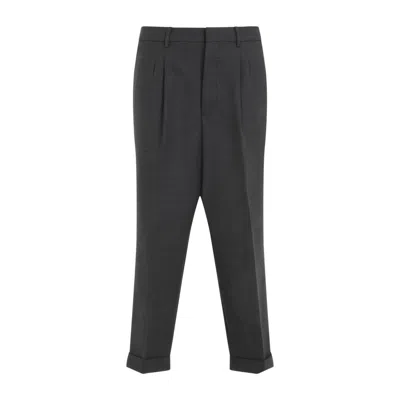 Ami Alexandre Mattiussi Tailored Grey Trousers With Pleated Front In Black