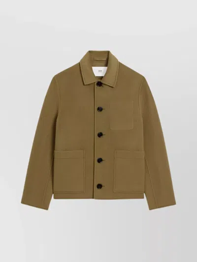 AMI ALEXANDRE MATTIUSSI TAILORED JACKET EMBROIDERED DETAIL