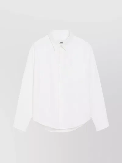 Ami Alexandre Mattiussi Tailored Shirt With Button-down Collar And Front Pocket In White
