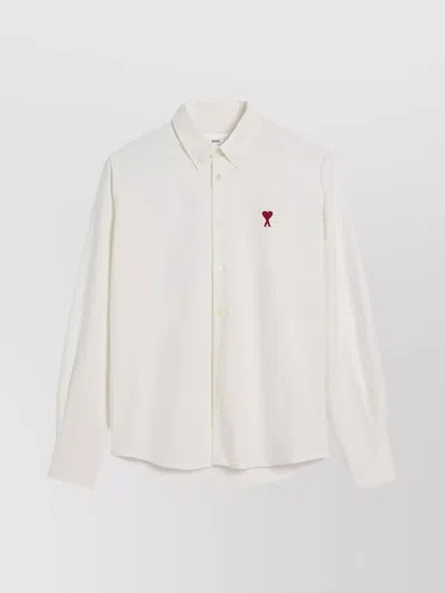 Ami Alexandre Mattiussi Tailored Shirt With Curved Hem In White