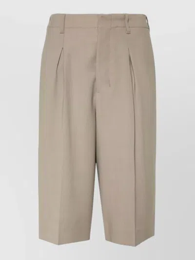 Ami Alexandre Mattiussi Tailored Shorts Belt Loops Pleats Pockets In Gray