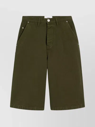 Ami Alexandre Mattiussi Tailored Shorts With Pockets And Belt Loops In Green