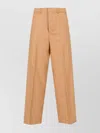 Ami Alexandre Mattiussi Tailored Beige Virgin Wool Trousers With Button Closure In Neutral