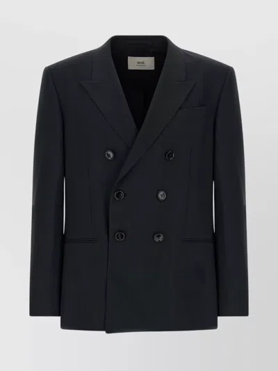 AMI ALEXANDRE MATTIUSSI TAILORED WOOL BLAZER FEATURING NOTCH LAPEL