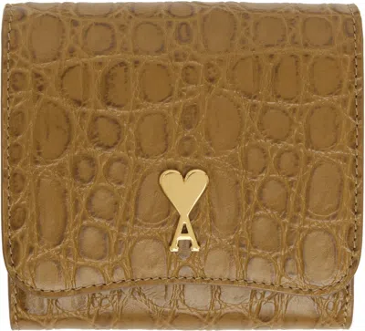 Ami Alexandre Mattiussi Tan Paris Paris Compact Wallet In Bronze/298