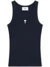 Ami Alexandre Mattiussi Ami Women Midnight Blue Stretch Cotton Tank Top In Night Blue