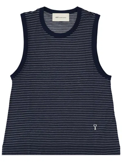 Ami Alexandre Mattiussi Tank Top Con Logo In Blue