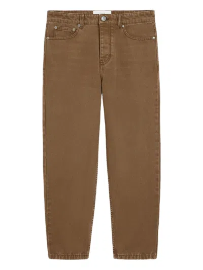 Ami Alexandre Mattiussi Tapered Cotton Jeans In Brown