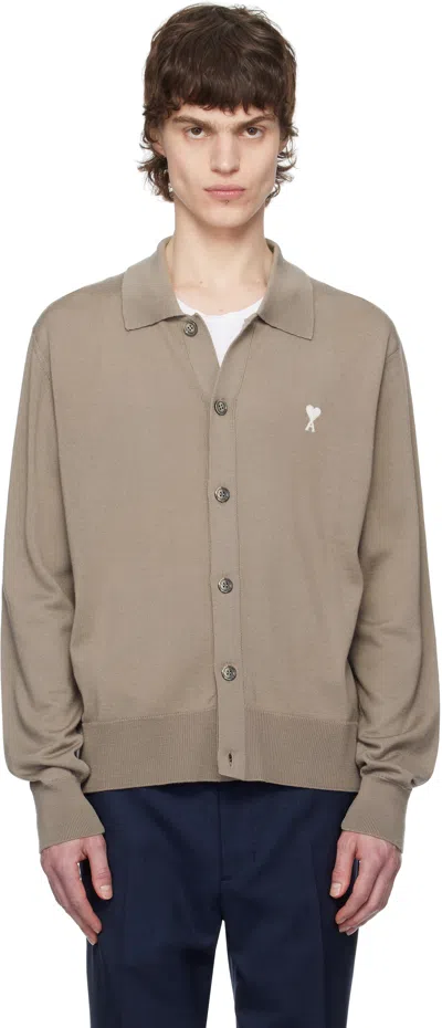 Ami Alexandre Mattiussi Taupe Ami De Coeur Cardigan In 0952 Ash