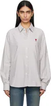 Ami Alexandre Mattiussi Striped Cotton Shirt In Loden/white Cream