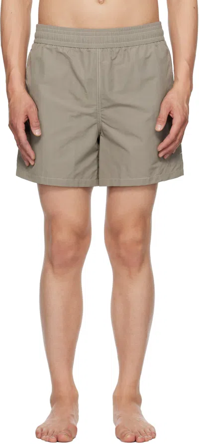 AMI ALEXANDRE MATTIUSSI TAUPE BEACH SWIM SHORTS