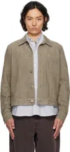 Ami Alexandre Mattiussi Taupe Buttoned Suede Jacket In 0952 Ash