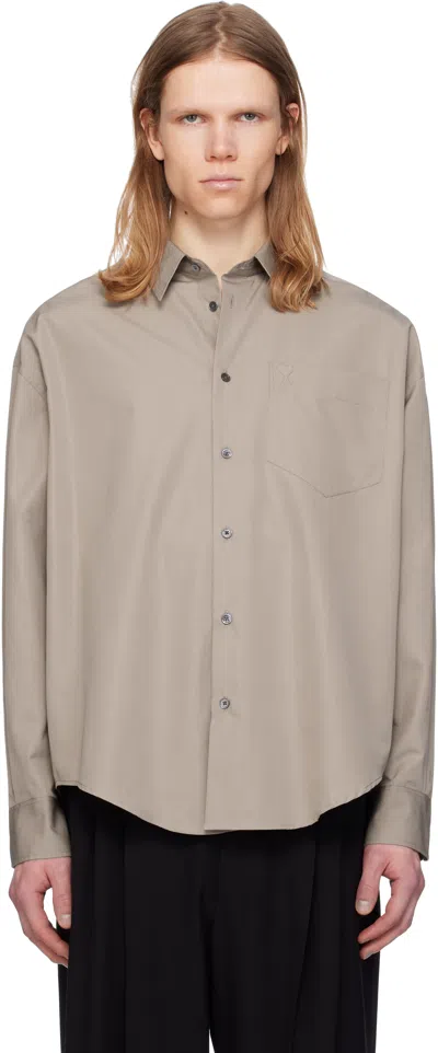 Ami Alexandre Mattiussi Taupe Cotton Ami De Coeur Boxy Shirt In Grey