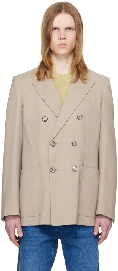Ami Alexandre Mattiussi Taupe Double-breasted Blazer In Light Taupe