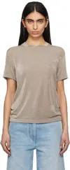 Ami Alexandre Mattiussi Taupe Shiny Jersey Short Sleeve T-shirt In Ash