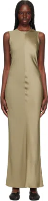 Ami Alexandre Mattiussi Taupe Straight Maxi Dress In Ash