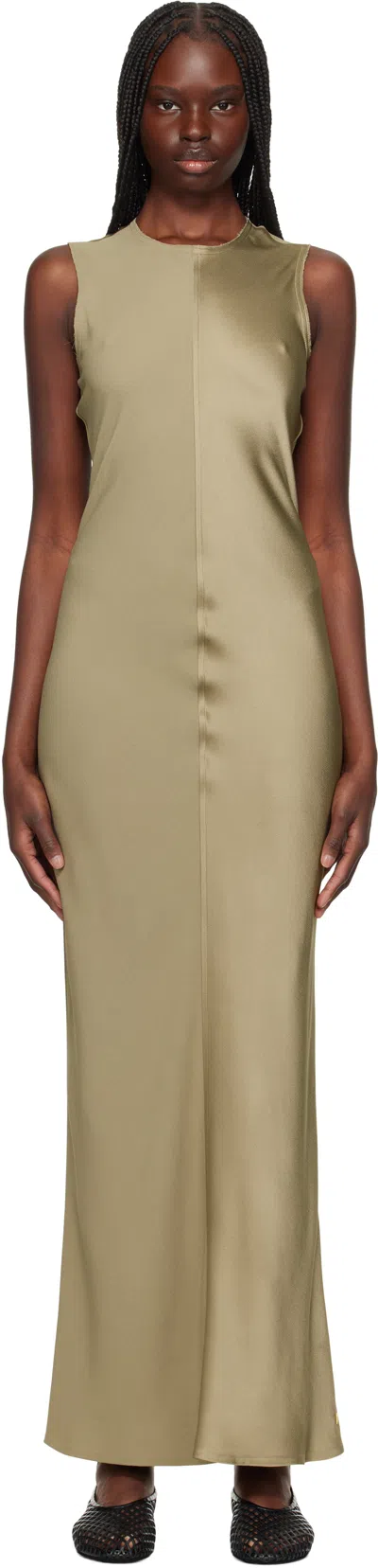 Ami Alexandre Mattiussi Taupe Straight Maxi Dress In Ash