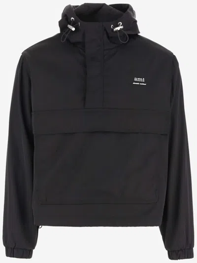 Ami Alexandre Mattiussi Technical Fabric Jacket With Logo In Black
