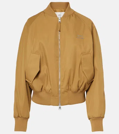 Ami Alexandre Mattiussi Technical Twill Bomber Jacket In Brown