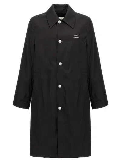 AMI ALEXANDRE MATTIUSSI TECHNICAL TWILL TRENCH COAT