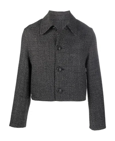 Ami Alexandre Mattiussi Textured Cropped Jacket In Black