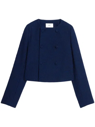 Ami Alexandre Mattiussi Textured Cropped Jacket In Blue