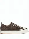 Ami Alexandre Mattiussi Textured Dark Brown Low-top Sneakers With Cream Laces And Heart Detail In Brown