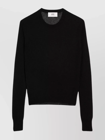 Ami Alexandre Mattiussi Textured Knit Crewneck Sweater In Black