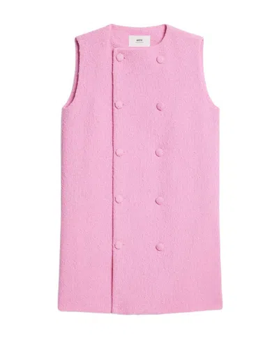 Ami Alexandre Mattiussi Textured Mini Dress In Pink