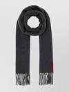 Ami Alexandre Mattiussi Textured Wool Scarf Featuring Fringe Detailing In Gray