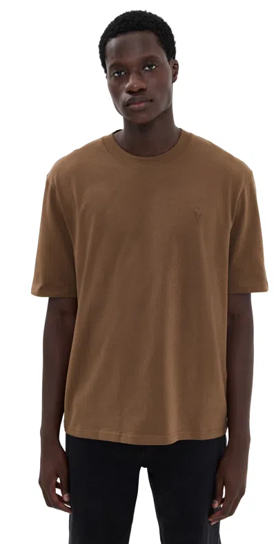 Ami Alexandre Mattiussi Thick Jersey T-shirt Noisette In Brown