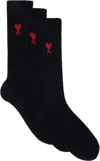 Ami Alexandre Mattiussi Pack Of 3 Adc Cotton Blend Socks In Black/001