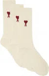 Ami Alexandre Mattiussi Three-pack Off-white Cotton Socks In Off White/150